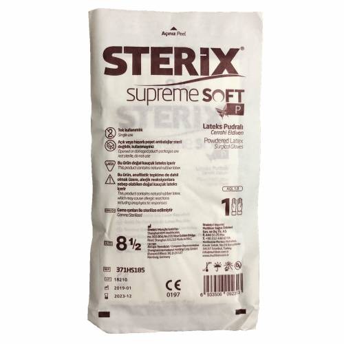 Sterix Supreme Soft P Lateks Pudralı Steril Cerrahi Eldiven 1 Çift - 8 Numara