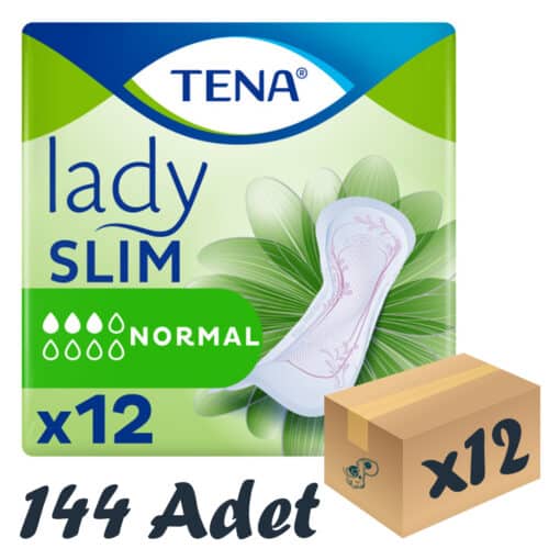 TENA Lady Slim Normal, Kadın Mesane Pedi, 3 Damla, 12'li 12 Paket 144 Adet