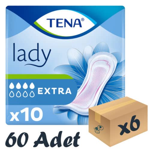 TENA Lady Extra, Kadın Mesane Pedi, 4 Damla, 10'lu 6 Paket 60 Adet