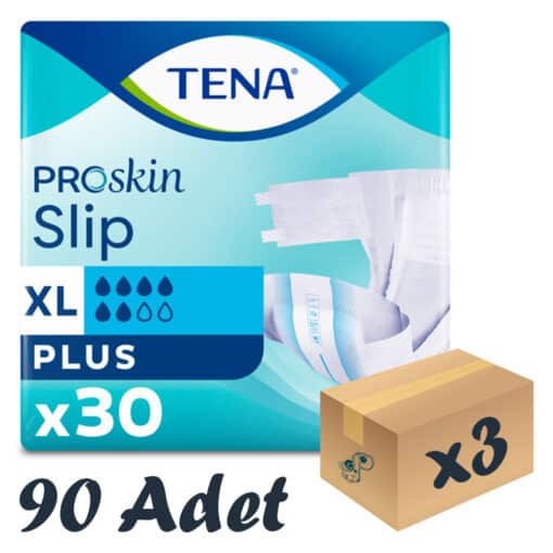 TENA ProSkin Slip Plus Bel Bantlı Hasta Bezi, En Büyük Boy (XL), 6 Damla, 30'lu 3 Paket 90 Adet