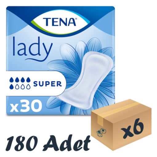 TENA Lady Super, Kadın Mesane Pedi, 5 Damla, 30'lu 6 Paket 180 Adet