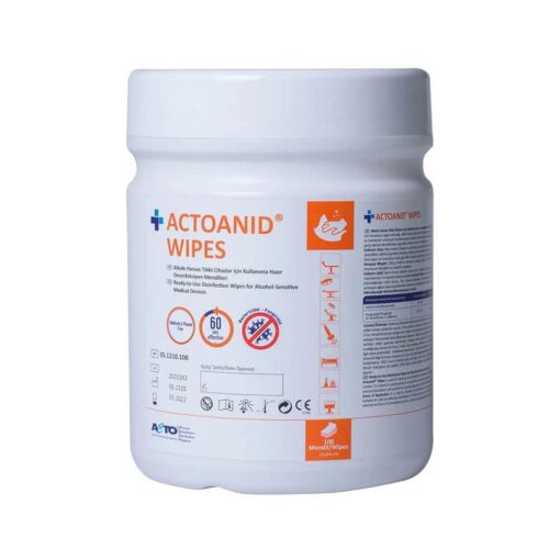 Actoanid Wipes Alkol İçermeyen Kullanıma Hazır Yüzey Dezenfektanı Mendil 100’lü 15×24 cm 100 adet
