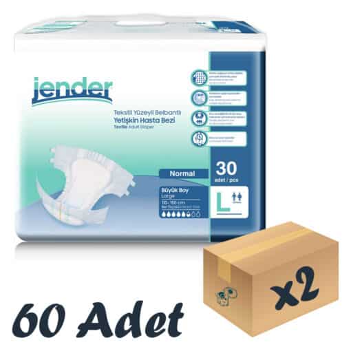 Jender Tekstil Yüzeyli Bel Bantlı Yetişkin Hasta Bezi Large 30'lu 2 Paket 60 Adet