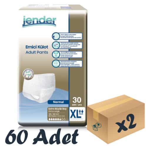 Jender Emici Külot Yetişkin Hasta Bezi XL 30’lu 2 Paket 60 Adet